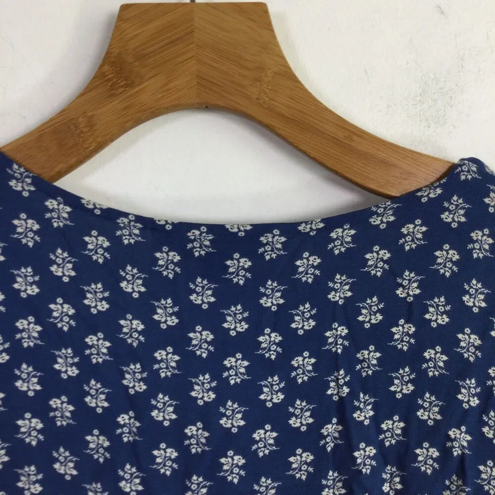 Polo Ralph Lauren Girls Floral Print Boho Dress Denim Blue White Size 14 NWT